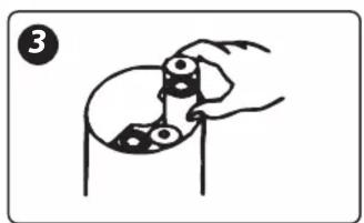 Simple line drawing of a hand holding a small object with circular elements, no text or symbols present
