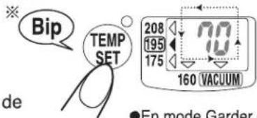 Bip TEMP SET 208 195 175 160 (VACUUM) De En mode Garder