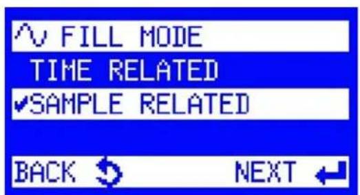 FILL MODE TIME RELATED ✓SAMPLE RELATED BACK ← NEXT ←