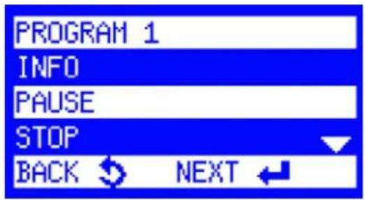 PROGRAM 1 INFO PAUSE STOP BACK ↩ NEXT ←
