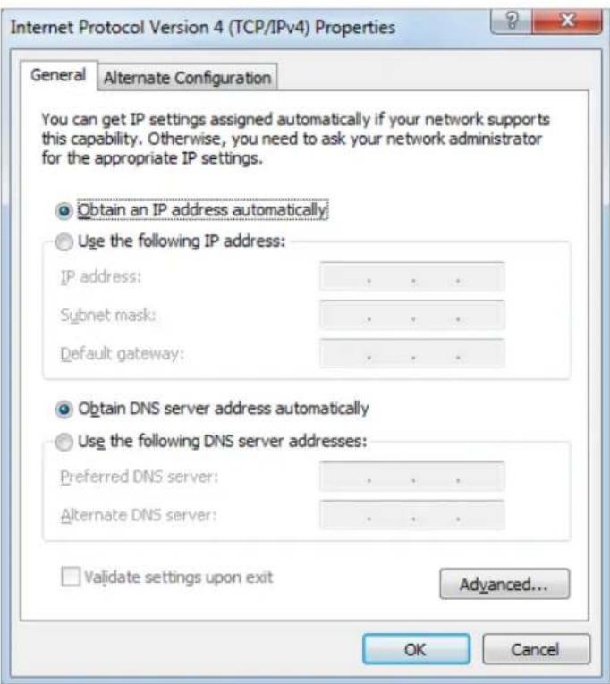 Internet Protocol Version 4 (TCP/IPv4) Properties. General Alternate Configuration. You can get IP settings assigned automatically if your network supports this capability. Otherwise, you need to ask your network administrator for the appropriate IP settings. Obtain an IP address automatically. Use…