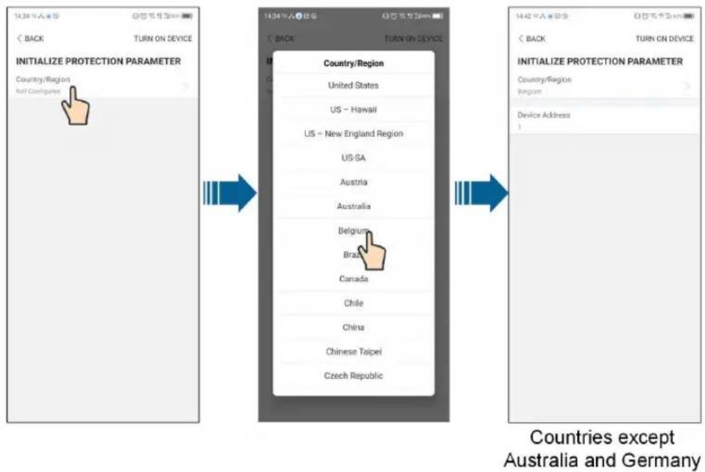 INITIALIZE PROTECTION PARAMETER Country/Region All Configurier Country/Region United States US - Hawaii US - New England Region US-SA Austria Australia Belgium Brax Canada Chile China Chinese Taipei Czech Republic INITIALIZE PROTECTION PARAMETER Country/Region Belgium Device Address 1 Countries exce…