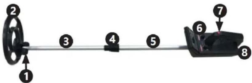 Diagram of a mechanical device with numbered components, likely illustrating a pulley or sensor mechanism.