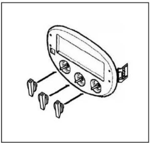 Line drawing of a device with three switches and a display screen (no text or symbols)