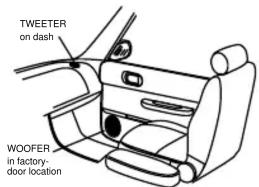TWEETER on dash WOOFER in factory- door location