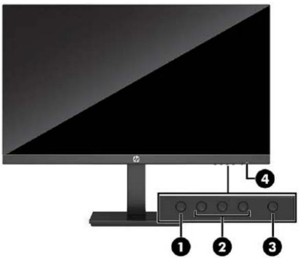 Diagram of a computer monitor with labeled ports and connectors, showing numbered labels 1, 2, and 3 pointing to the port.