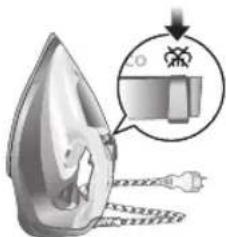 Diagram showing a iron iron being heated, with an inset magnified view highlighting the heating process.