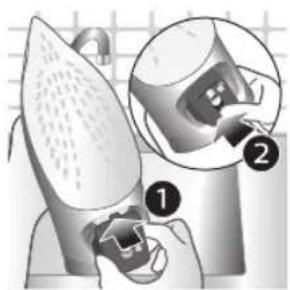 Diagram showing a robot's arm joint with labeled parts, including a magnified inset of the joint.