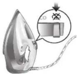 Diagram showing a iron iron being heated, with a magnified view highlighting the heating process.