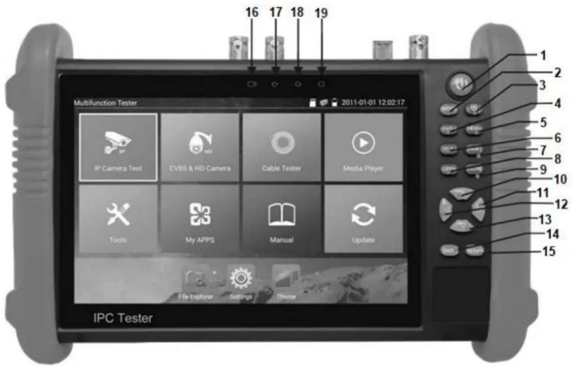 16 17 18 19 Multifunction Tester 2011-01-01 12:02:17 IP Camera Test CVBS & HD Camera Cable Tester Media Player Tools My APPS Manual Update File Explorer Settings Theme IPC Tester 1 2 3 4 5 6 7 8 9 10 11 12 13 14 15