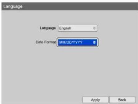 Language Language English Date Format MM/DD/YYYY Apply Back