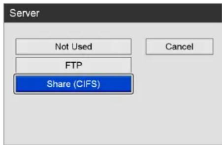 Server Not Used FTP Share (CIFS) Cancel