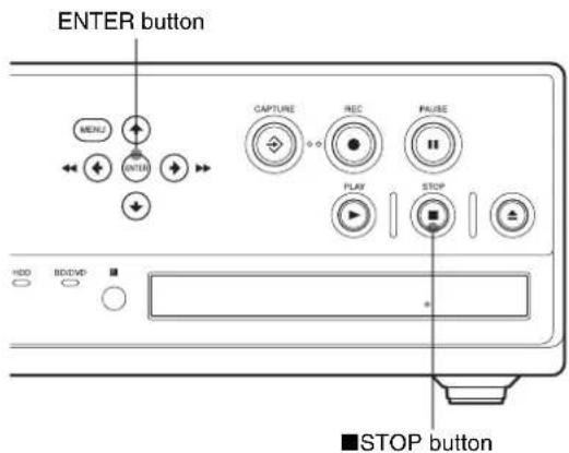 ENTER button. MENU. (OFF). CAPTURE. REC. PAUSE. PLAY. STOP. STOP button.