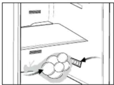 Simple line drawing of a kitchen appliance with a bag and fan, no text or symbols present