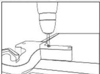 Line drawing of a mechanical tool tip inserted into a workpiece.