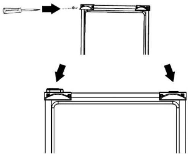 Diagram showing a tool interacting with a bracket, with arrows indicating movement or assembly (no text or symbols present)