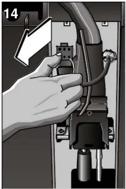 Hand installing or adjusting a cable outlet into an electrical socket (no text or symbols visible).