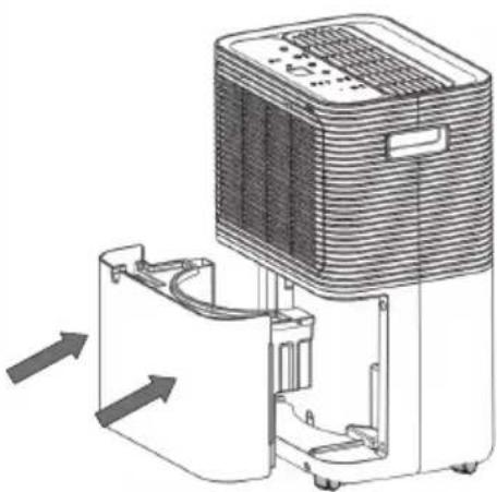 Diagram of a portable air purifier with airflow direction arrows (no text or symbols)