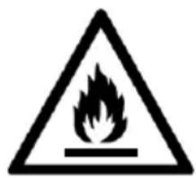 Warning sign depicting a flame symbol in a triangular shape