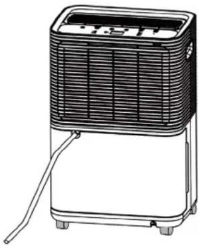 Line drawing of a portable air purifier with cooling unit and ventilation slots (no text or symbols)