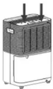 Illustration of a portable air purifier with cooling fins and ventilation slots (no text or symbols)