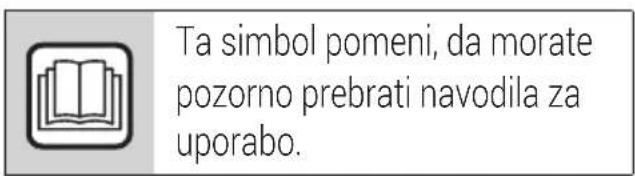 Ta simbol pomeni, da morate pozorno prebrati navodila za uporabo.
