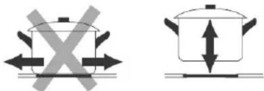 Two cooking pots with crossed arrows indicating opposing pressure directions (no text or symbols)