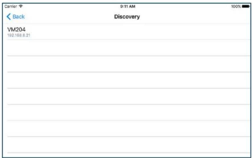 Carrier 9:11 AM 100% Back Discovery VM204 192.168.8.21