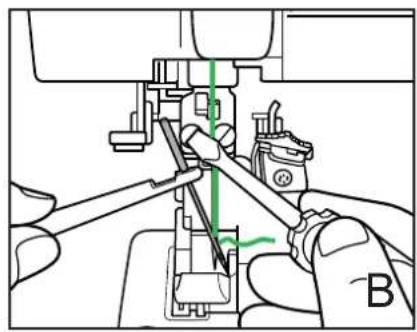 Mechanical assembly diagram showing hands using pliers to adjust components (no text or symbols visible)