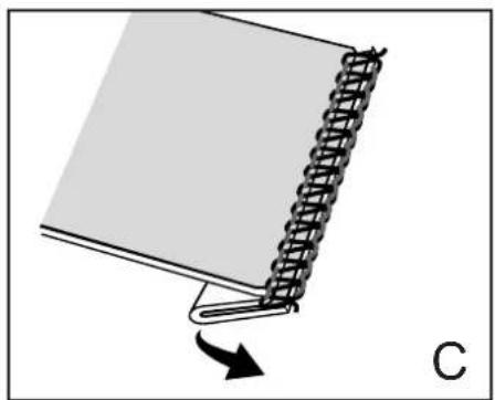 Illustration of a spiral-bound notebook with an arrow indicating rotation (no text or symbols)