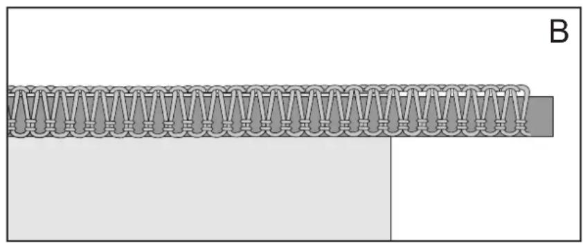 Diagram of a mechanical or structural assembly with zigzag elements and a shaded rectangular area, labeled 'B' (no text or symbols within the diagram itself)