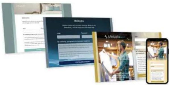 Promotional image for a medical consultation app with service highlights and product photos, including 'Mediara' branding and customer interaction.