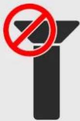 Prohibition sign with red prohibition symbol over a stylized letter 'I'
