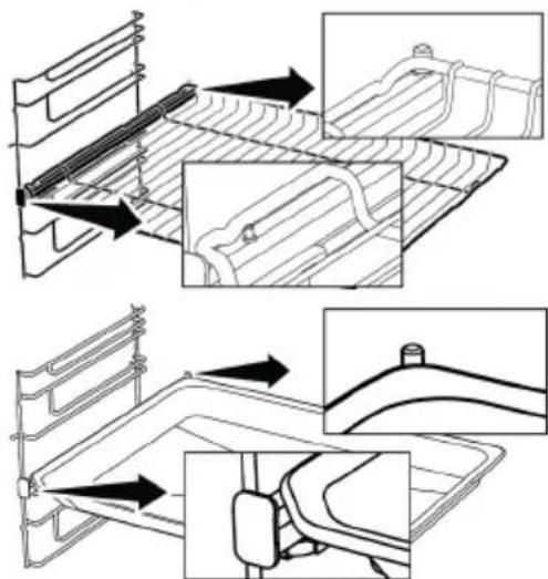 Technical diagram illustrating mechanical assembly steps with labeled components and directional arrows.