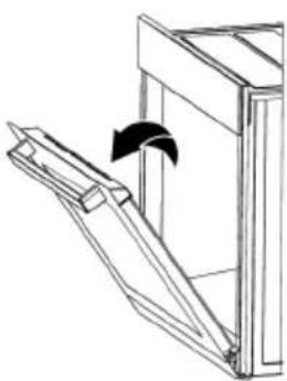 Diagram of a mechanical assembly with an arrow indicating rotation or force direction (no text or symbols present).
