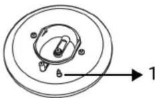 Diagram of a circular mechanical component with internal components and an arrow labeled '1' (no text or symbols beyond the label).