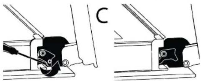 Mechanical assembly diagram showing two configurations of a clamp or bracket with a tool, no text or symbols present.