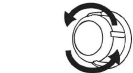Pure mechanical diagram showing a rotating ring with three curved arrows indicating rotational direction (no text or symbols).