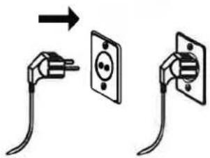 Diagram showing two electrical plug connections with a socket, indicating installation or disassembly process.
