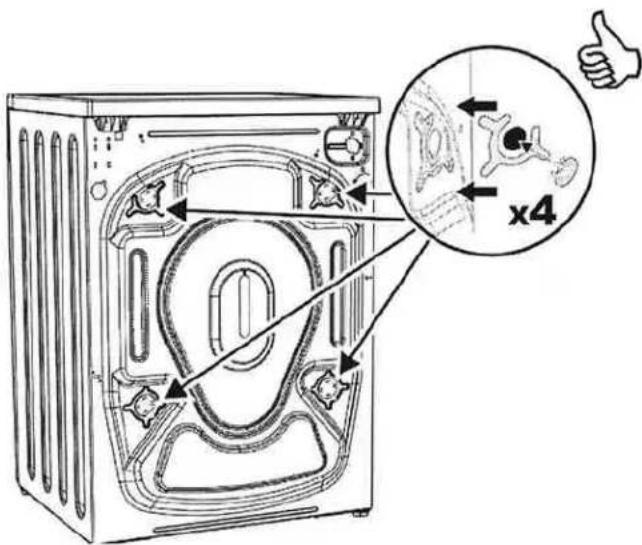 Technical diagram of a washing machine with labeled components and magnified view showing a cross-section view.