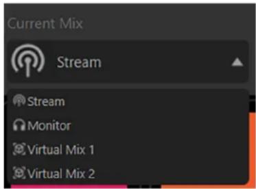 Current Mix Stream Stream Monitor Virtual Mix 1 Virtual Mix 2