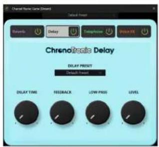 Channel Normal Cane Discount Delay Preset Revers Delay Transferrin Delay FX Chronic fenoic Delay DILAY PRESSIT Default Preset DILAY TIME FEEDRACK LOW PASS LEVEL
