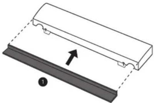 Diagram of a mechanical component with a dashed outline and an arrow indicating direction, no text or symbols present.