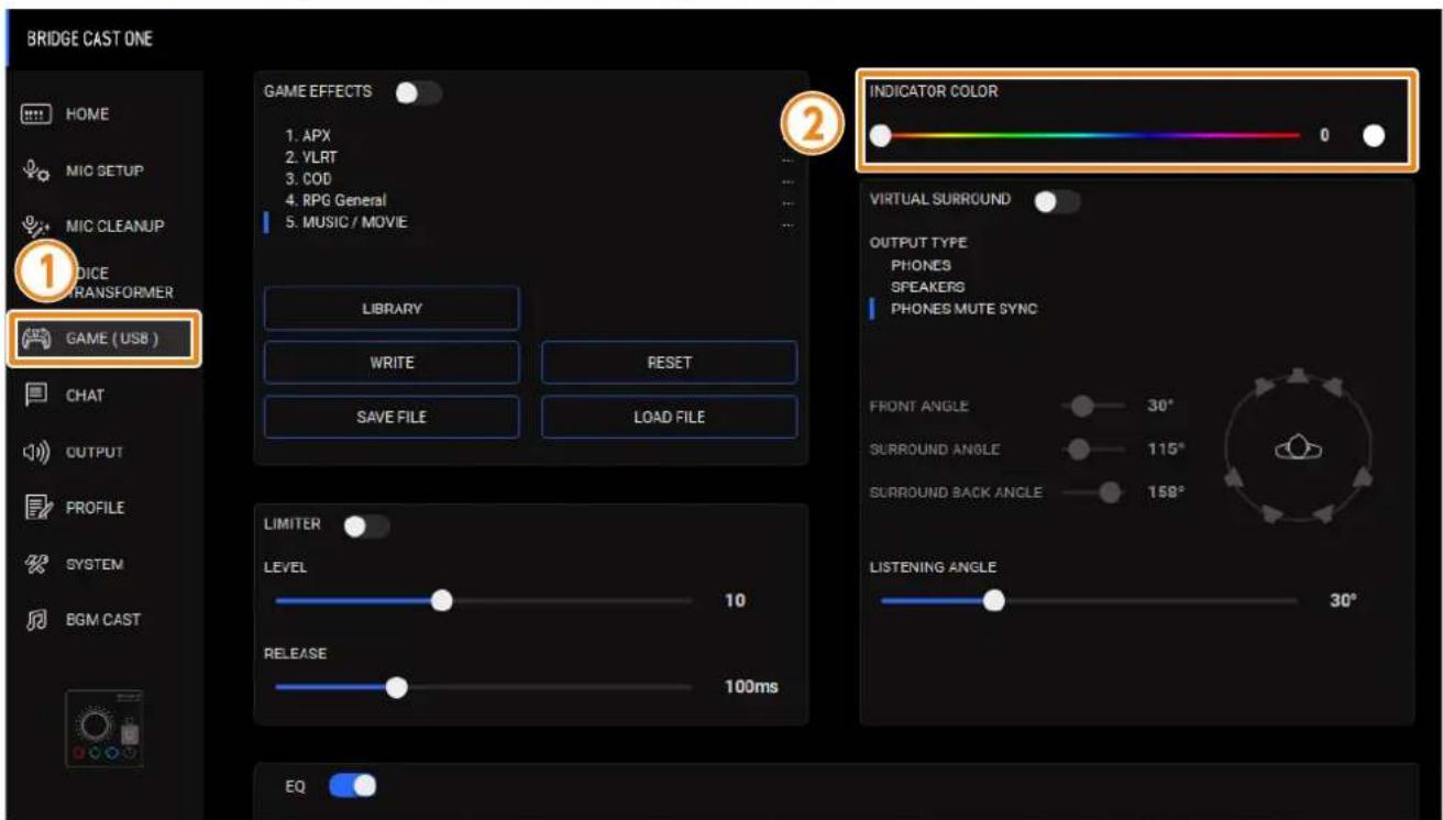BRIDGE CAST ONE HOME MIC SETUP MIC CLEANUP DICE TRANSFORMER GAME (USB) CHAT OUTPUT PROFILE SYSTEM BGM CAST GAME EFFECTS 1. APX 2. VLRT 3. COD 4. RPG General 5. MUSIC / MOVIE LIBRARY WRITE RESET SAVE FILE LOAD FILE LIMITER LEVEL 10 RELEASE 100ms EQ INDICATOR COLOR 0 VIRTUAL SURROUND OUTPUT TYPE PHONE…