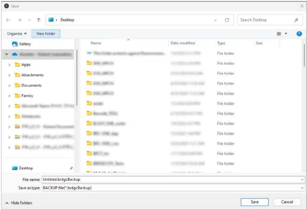 Save Desktop Organize ▼ New folder Gallery Apps Attachments Documents Famiry Microsoft Excel Print 2014 Project1 - Microsoft Excel Project1 - Microsoft Excel Project1 - Microsoft Excel Desktop Name Date modified Type Size File name: Untitled.brdgcBackup Save as type: BACKUP file(*.brdgcBackup) Hide…
