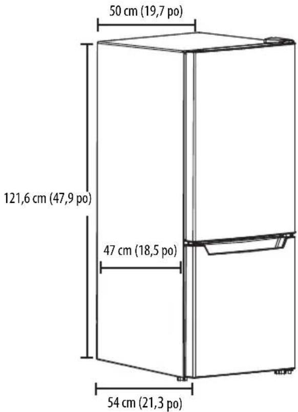 50 cm (19,7 po) 121,6 cm (47,9 po) 47 cm (18,5 po) 54 cm (21,3 po)