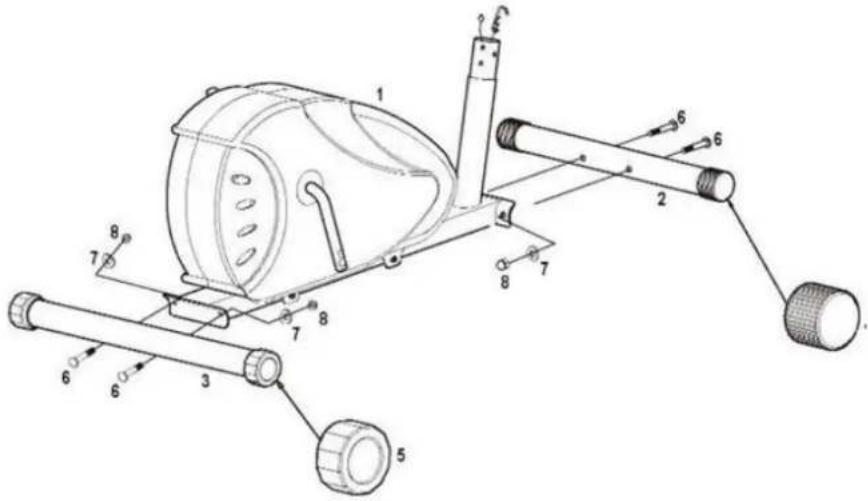 Technical diagram of a mechanical device with numbered components and labeled parts