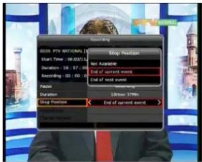 8239 PTV MTNOMAL [S] Start Time : 06:03/12 Duration : 38 : 57 : 00 Recording : 00 : 00 Focus Duration Stop Position Stop Position Not Available End of current event End of next event 1Drive: 37% End of current event Status: None