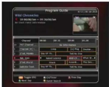 Program Guide Wild Chronicles 09:00/06/Jan - 09:30/06/Tam as Street Event Information Channel 08:00 08:30 09:00 09:30 TAT Channel Channel (V) STAR Prime Star Core STAR Shund Sell Or Touch Day Off TIs... Naked Science Shock Day Off TIs... Build Ch... Track... Tell No Date Toggo EPG On/Time Next Day E…