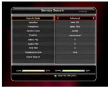 Service Search Search Mode Advanced Satellites New 01 Frequency 3880 Hz/Hz Product rate 27360 Priority HormoneKu Video PSD 5 Audio PSD 5 ACI PSD 5 TRANSPOLLARS GVB Start Search Levels 91% Quiet 65% Step Fail: 36 ( Off ) Step Fail: 36 ( Off )